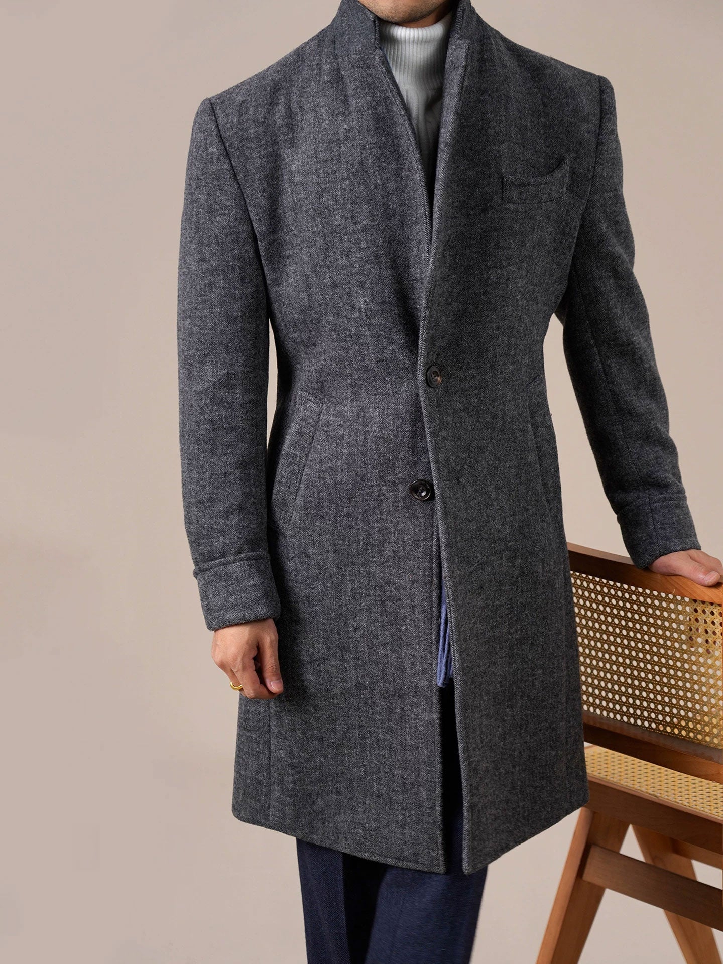 Mens Wool Mid-Length Chester Coat