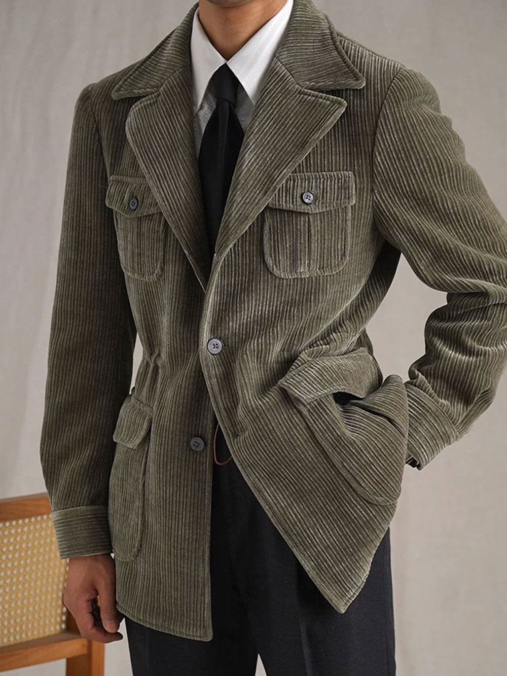 Men's Italian Retro Chenille Fleece Hunting Jacket