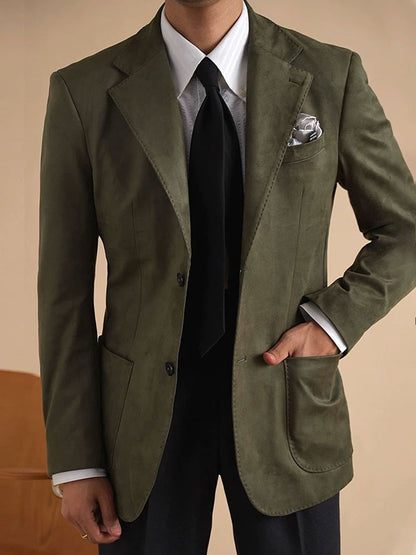 Men's Slim Fit Faux Suede Collar Blazer