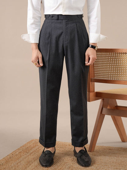 Italian Neapolitan High-Waisted Double-Pleat Mens Trousers