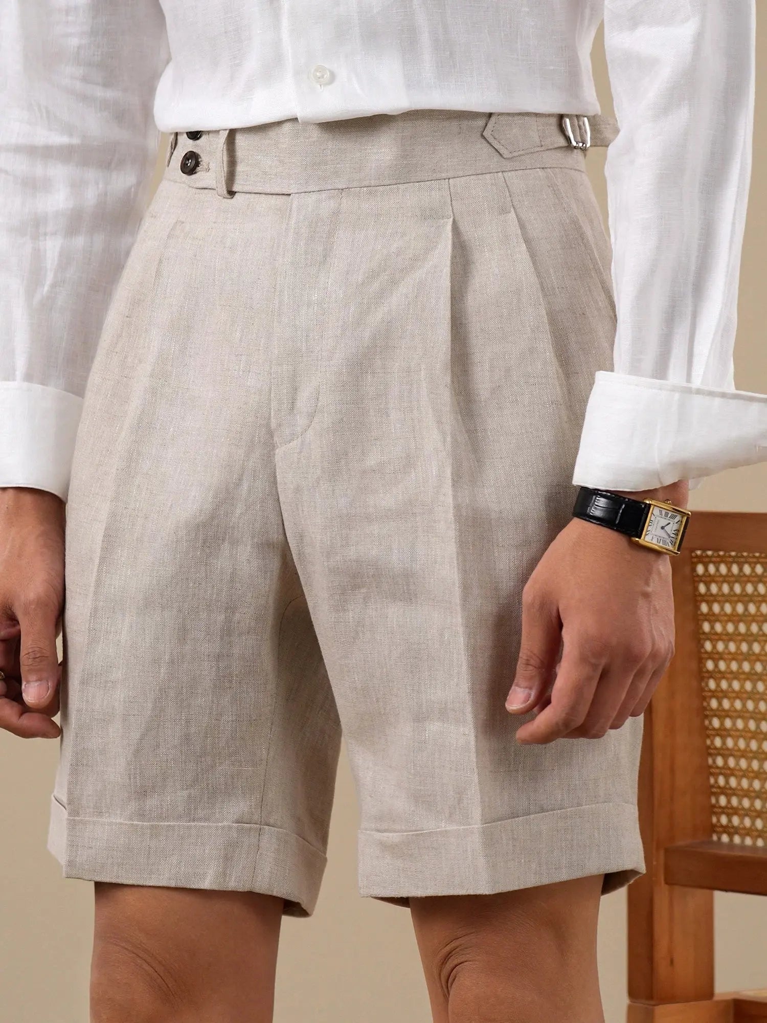 Naples Pleated Linen Shorts for Men BRABION