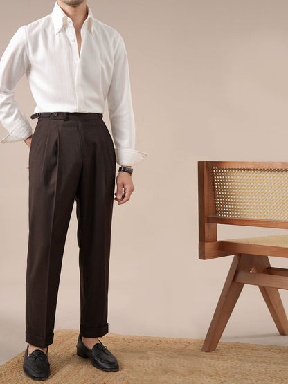 Italian Neapolitan High-Waisted Double-Pleat Mens Trousers