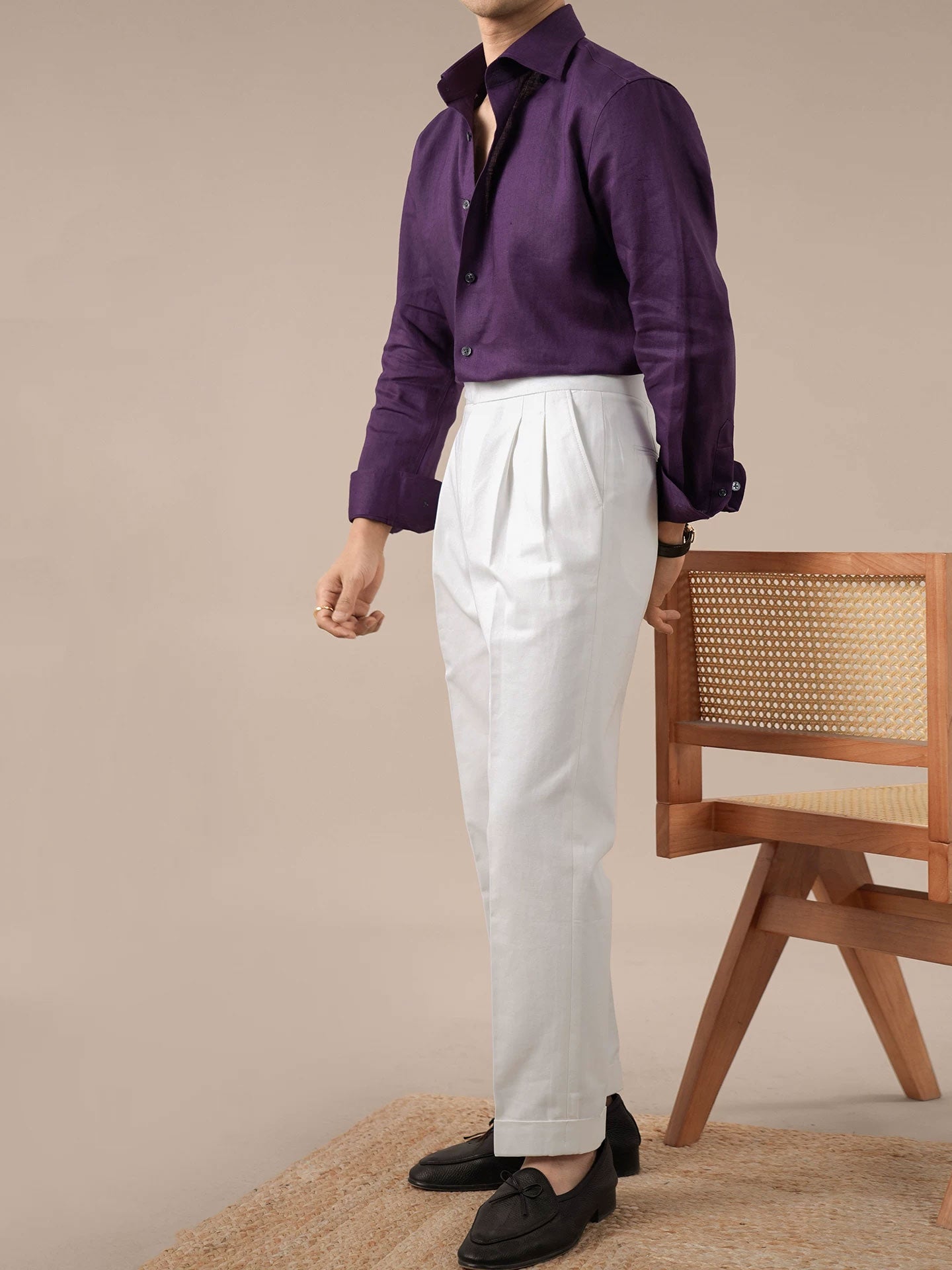 Italian Style Men's V-Neck Breathable Shirt