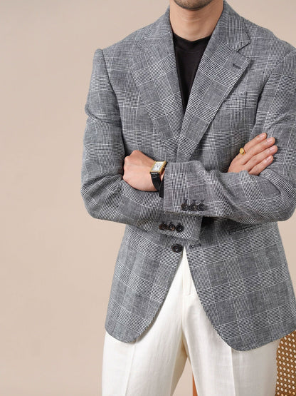 Prince Check Mens Breathable Suit Blazer