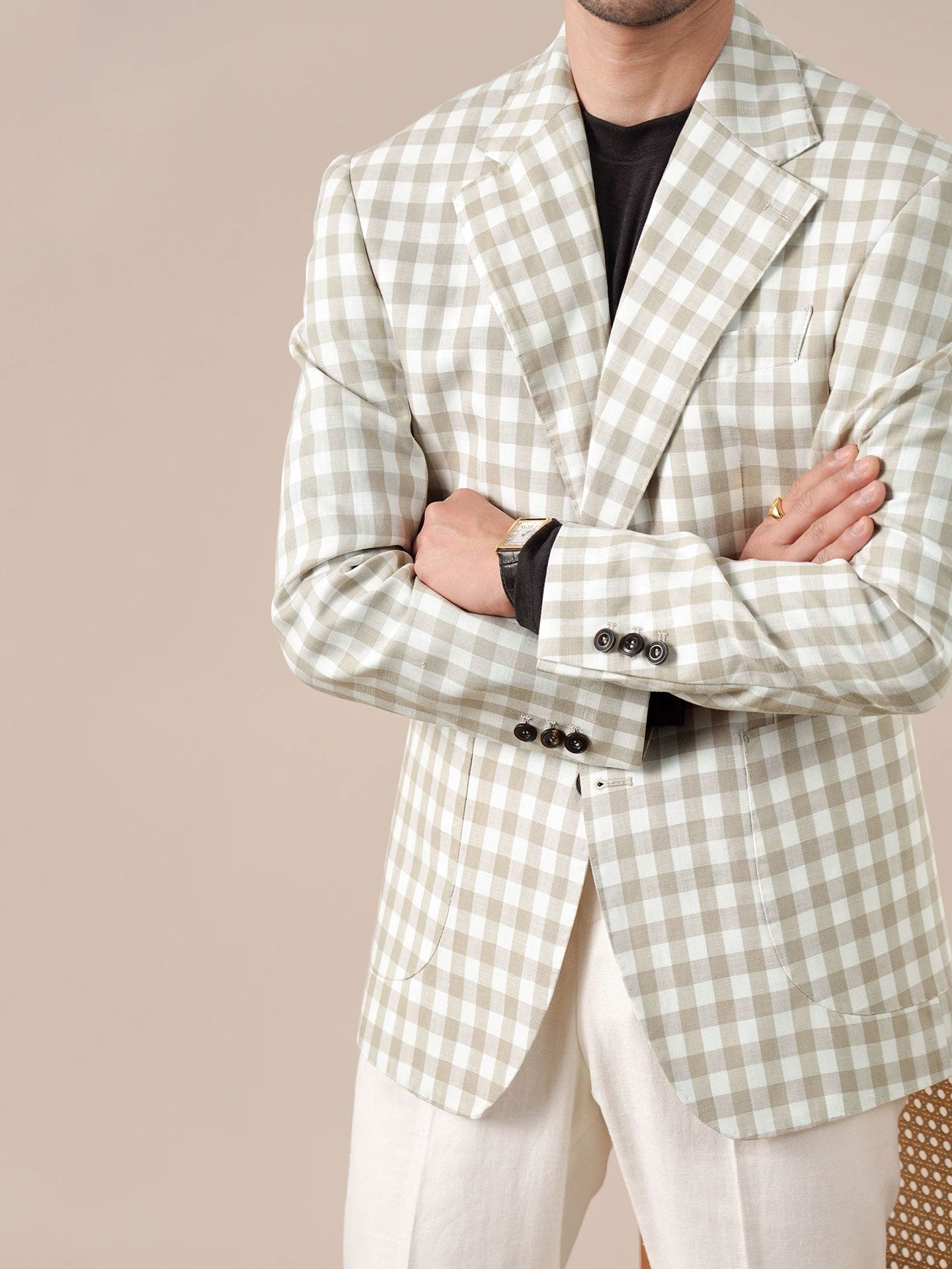 Mens Lyocell Linen Half-Lined Suit Jacket - BRABION