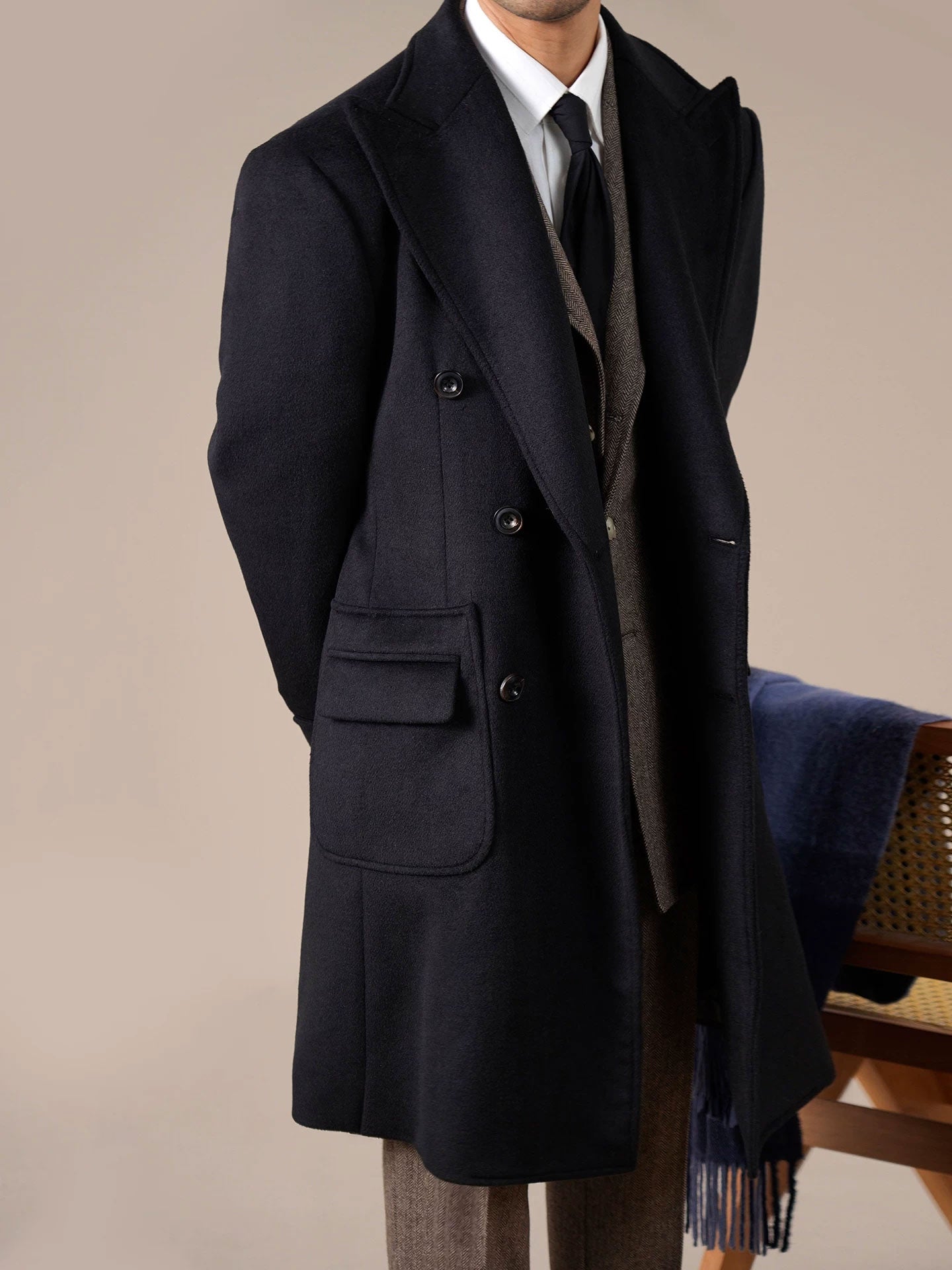 Men's Double-Breasted Wool Overcoat