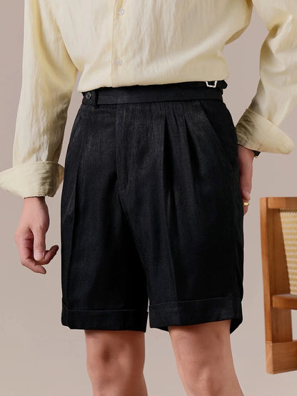 High-Waisted Double-Pleat Non-Iron Summer Suit Shorts for Men BRABION