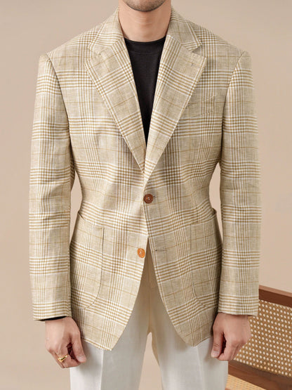 Italian-Style Half-Lined Mens Suit Jacket Notched Lapel