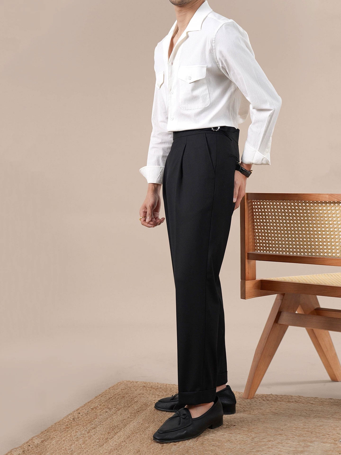 Mens Neapolitan Slim Fit Straight Leg Trousers