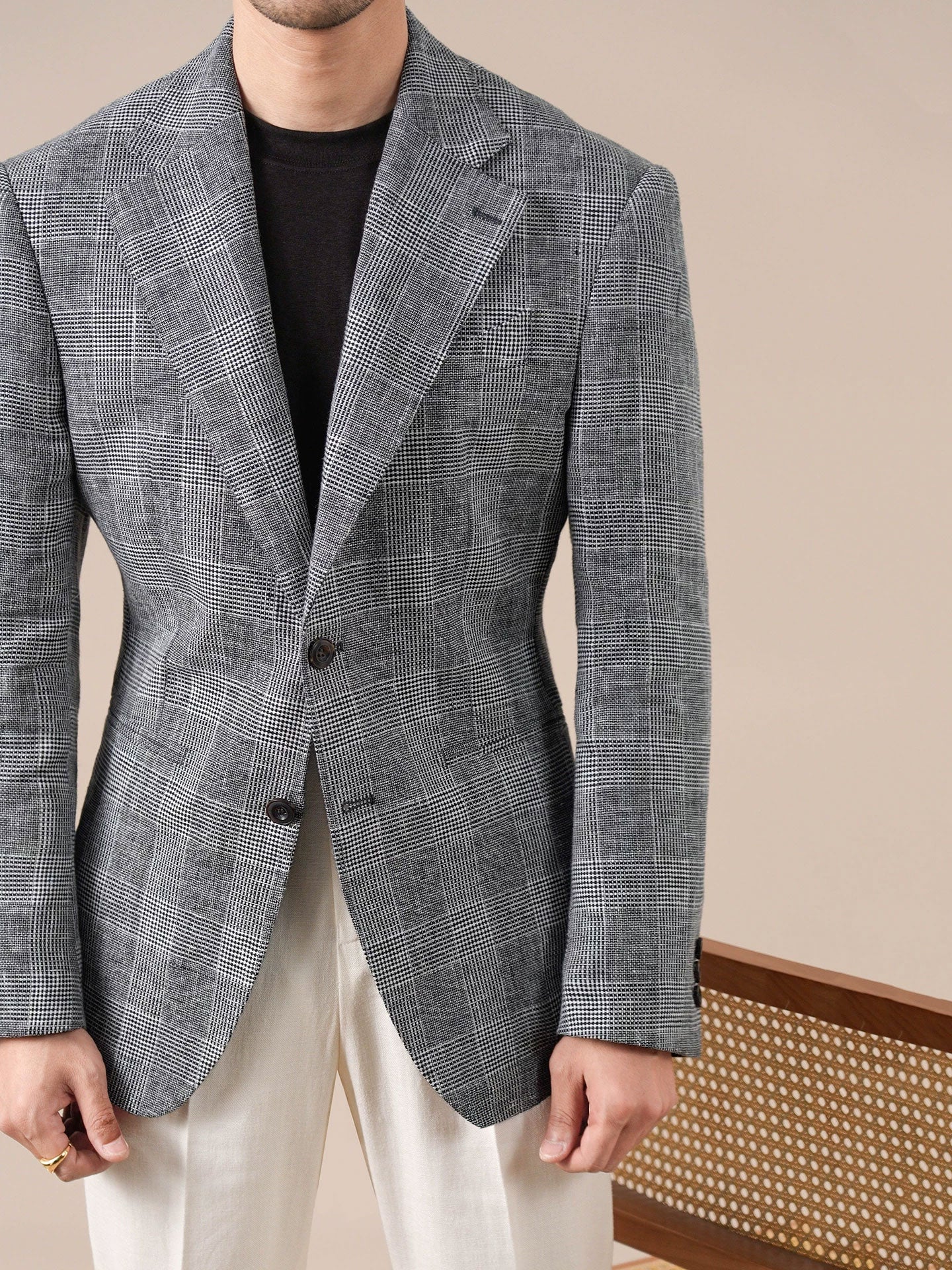 Prince Check Mens Breathable Suit Blazer