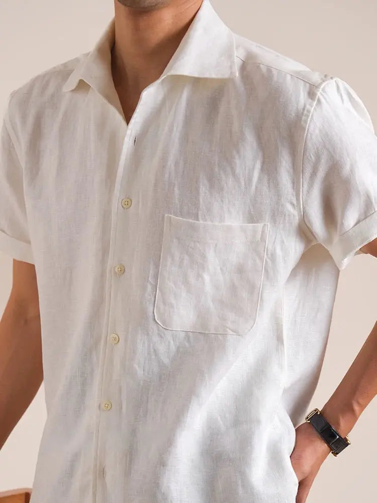 Men's Linen Short-Sleeve Collar Shirt BRABION