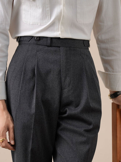 Italian Neapolitan High-Waisted Double-Pleat Mens Trousers