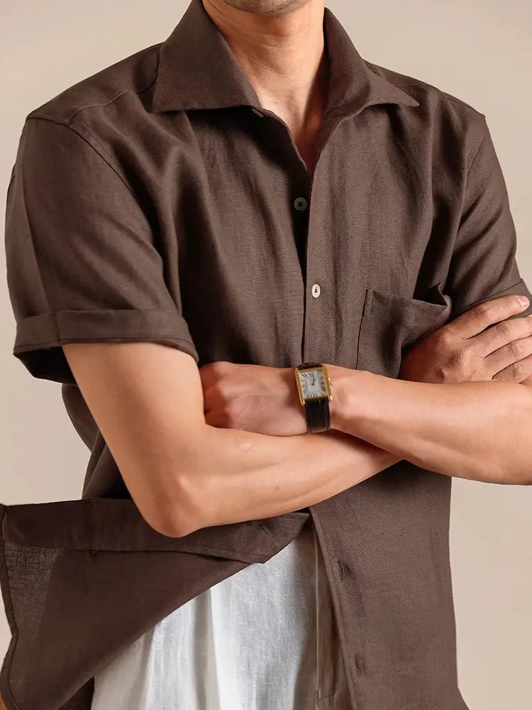 Men's Linen Short-Sleeve Collar Shirt BRABION
