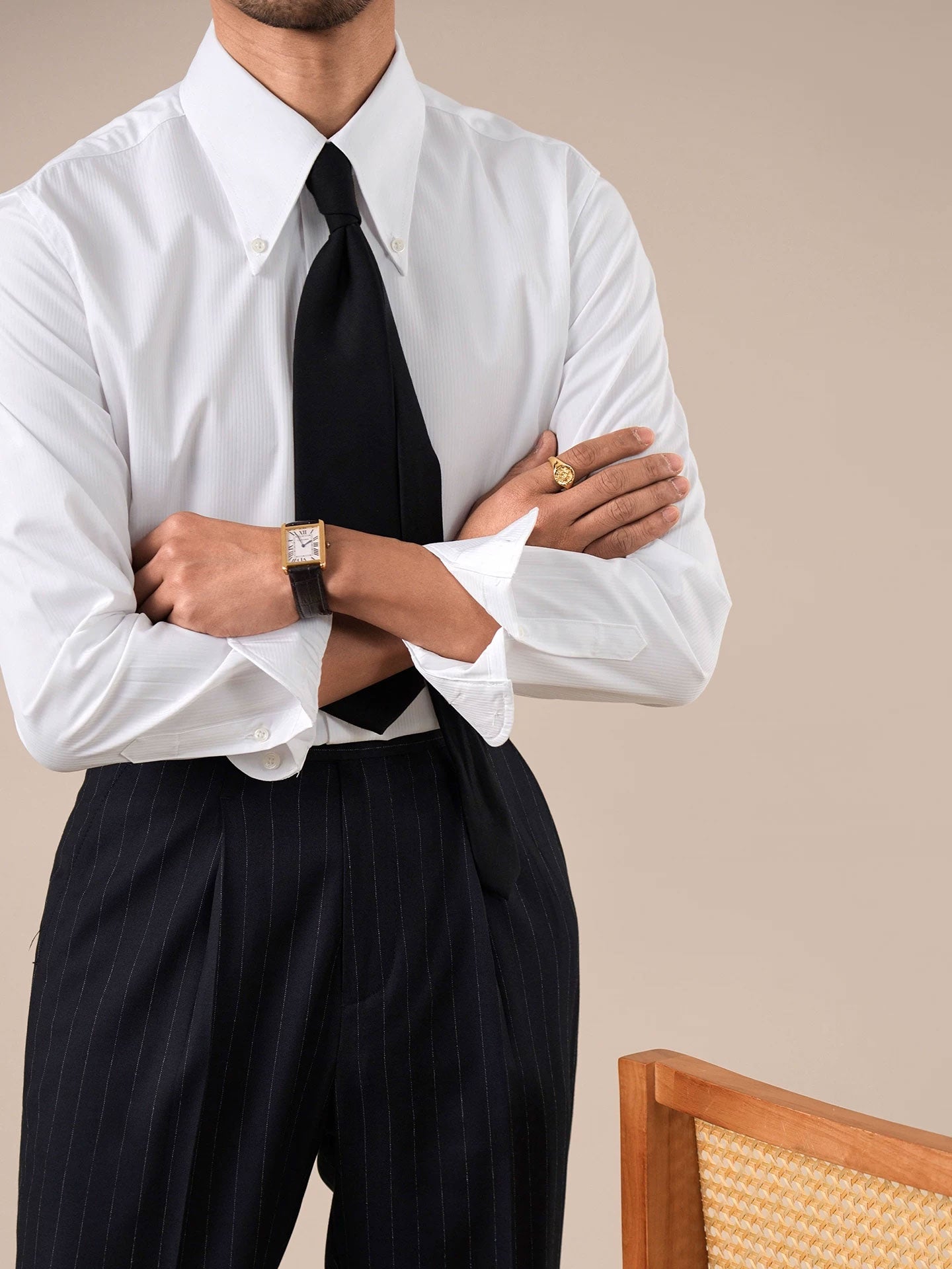 Men's Dress Shirt Bold Pointed Collar Button-Down