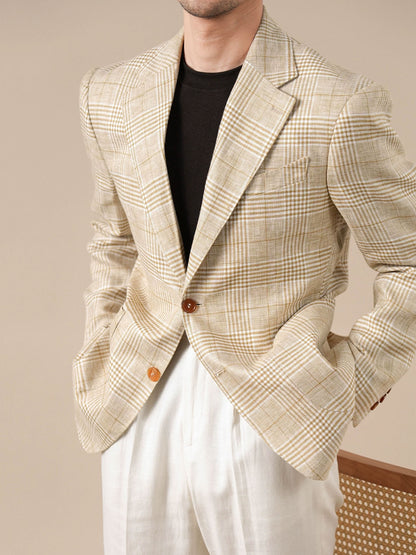 Italian-Style Half-Lined Mens Suit Jacket Notched Lapel