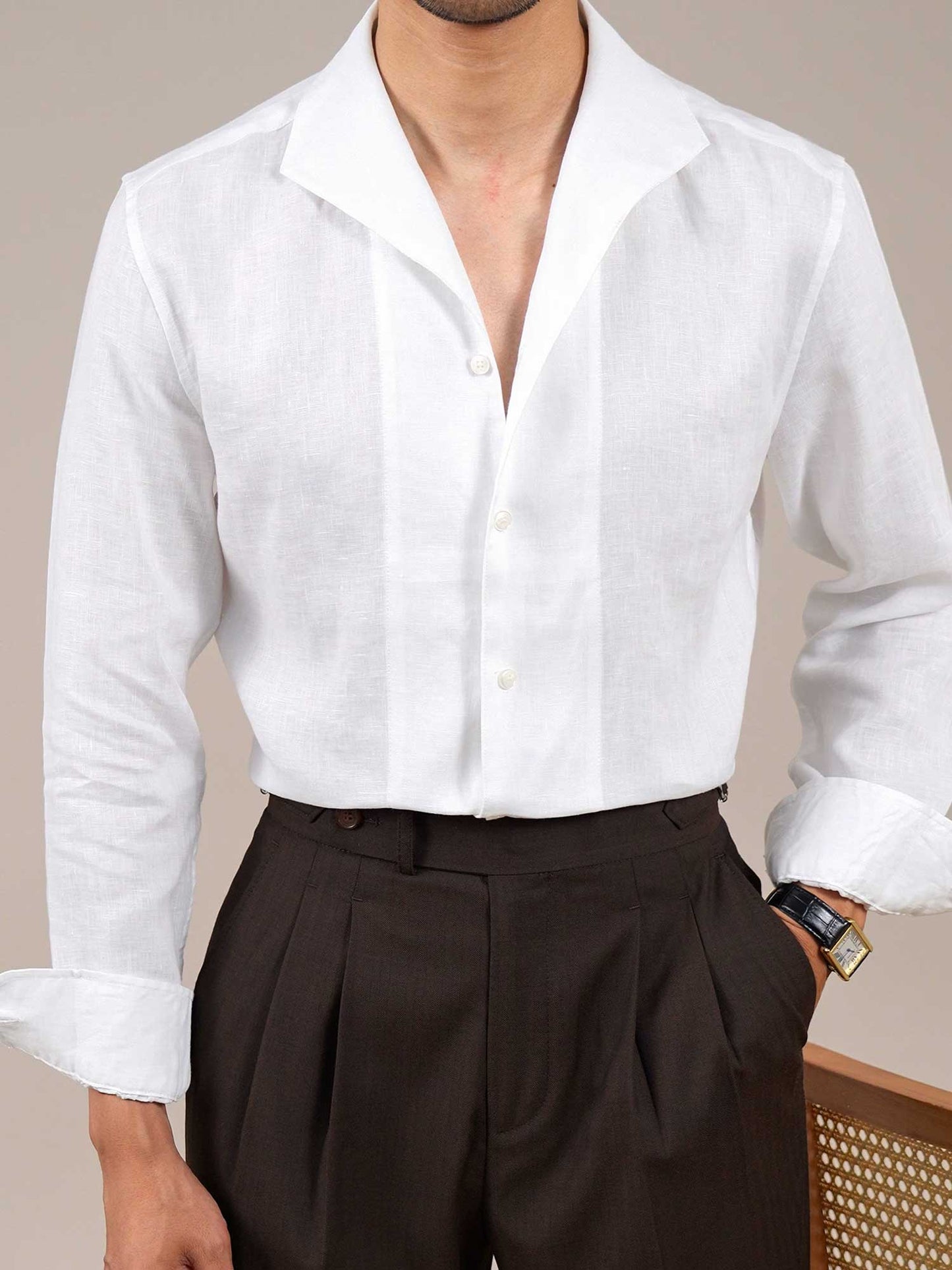 Men’s 100% Linen Breathable Italian-Style Casual Dress Shirt BRABION