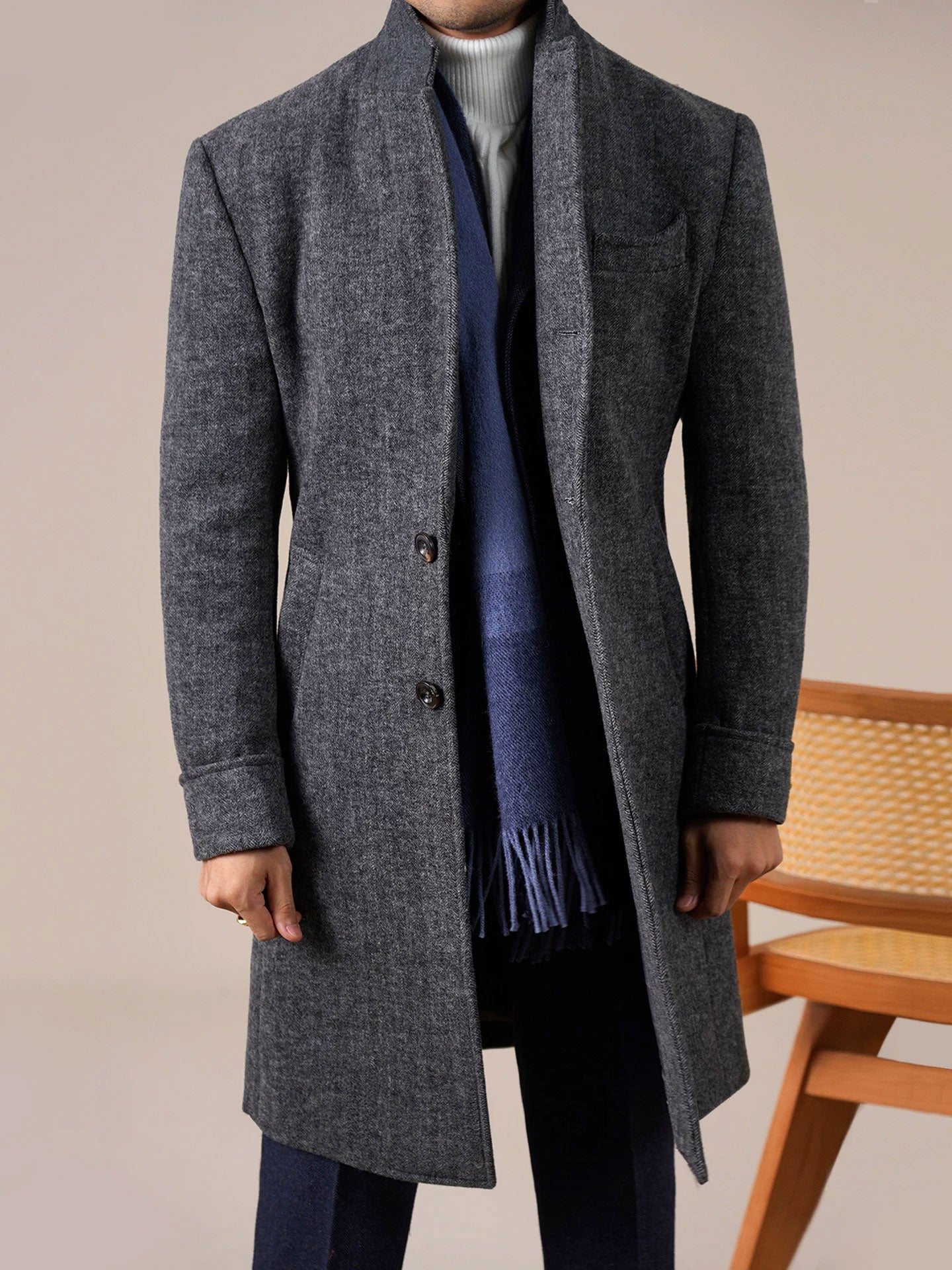 Mens Wool Mid-Length Chester Coat