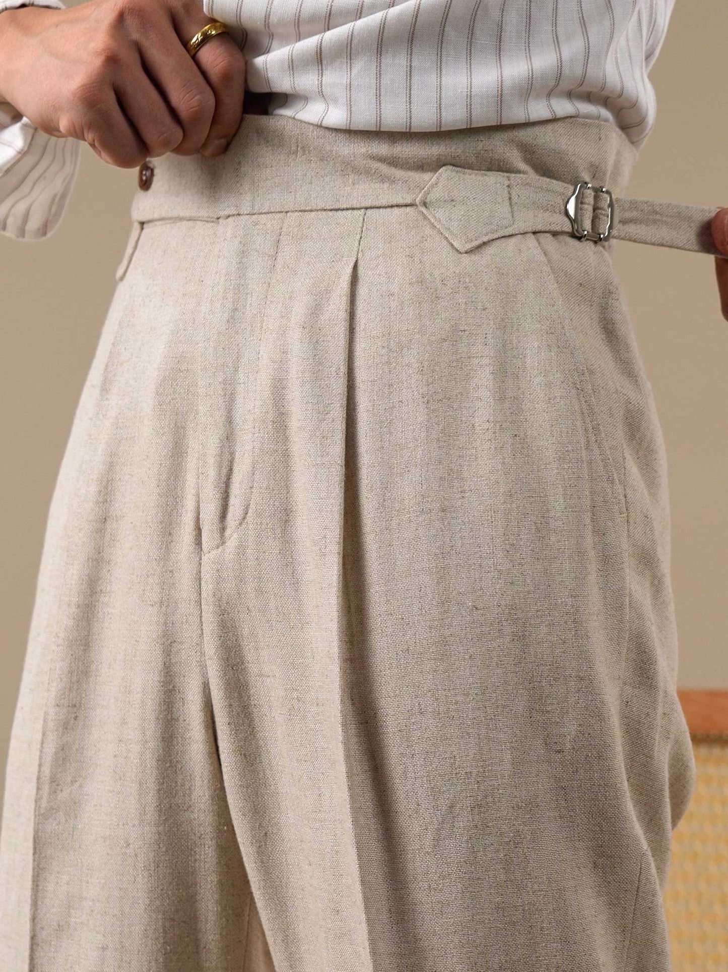 Men’s Linen-Blend Pleated Dress Pants BRABION
