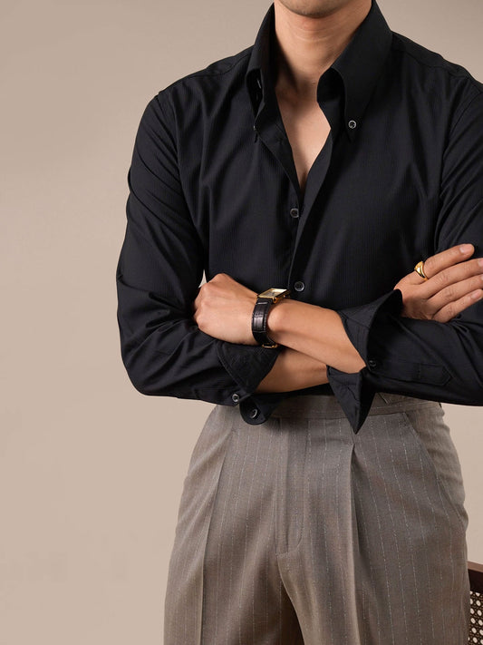 Men's Dress Shirt Bold Pointed Collar Button-Down