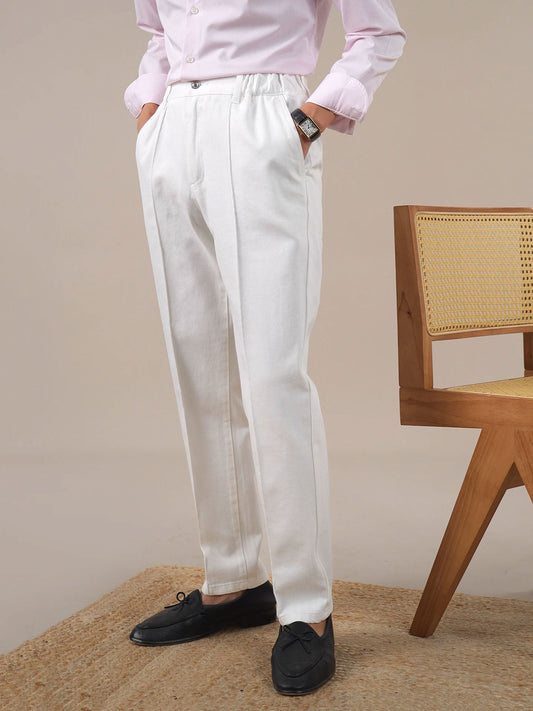 Men’s High-Waist White Straight-Leg Jeans