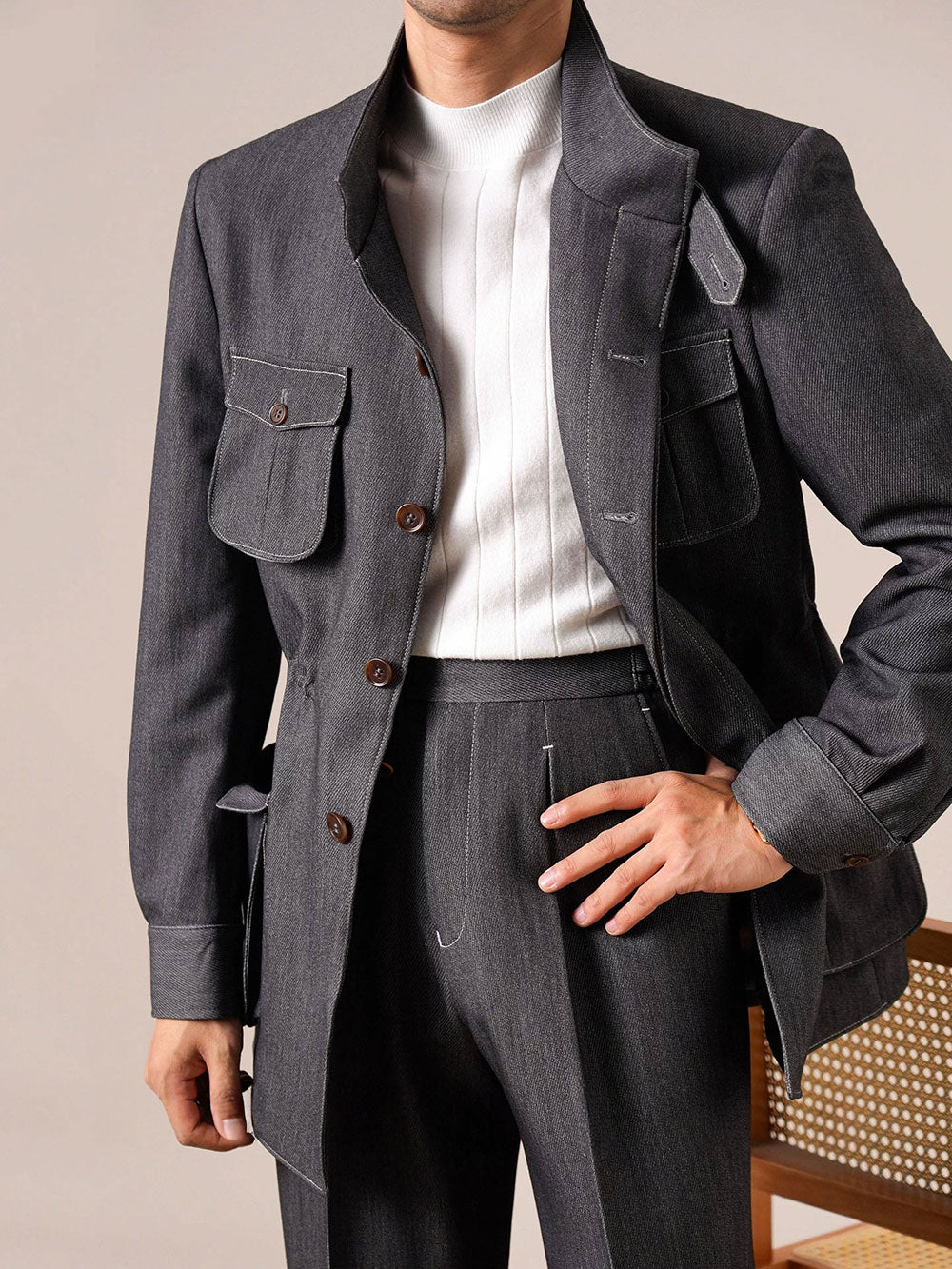 Men's Retro Vintage Denim Hunting Jacket