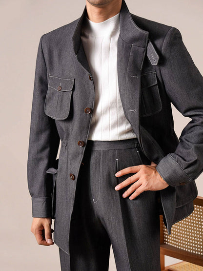 Men's Retro Vintage Denim Hunting Jacket