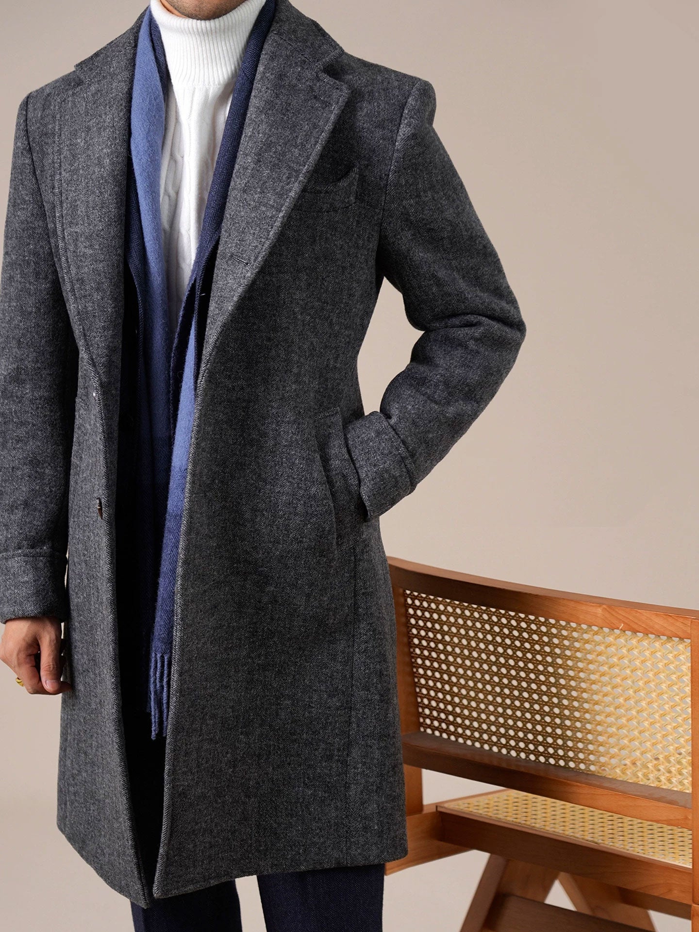 Mens Wool Mid-Length Chester Coat