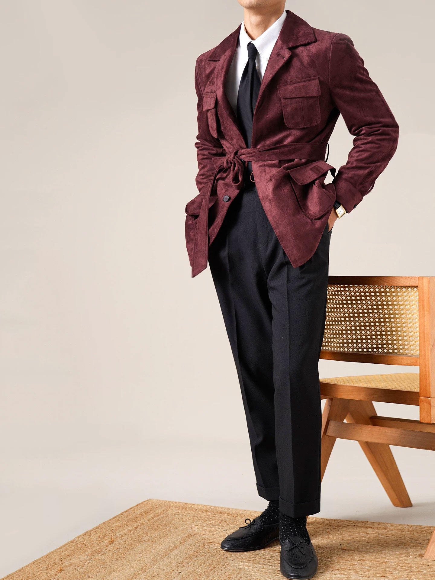 Men's Slim Fit Suede Hunting Retro Jacket