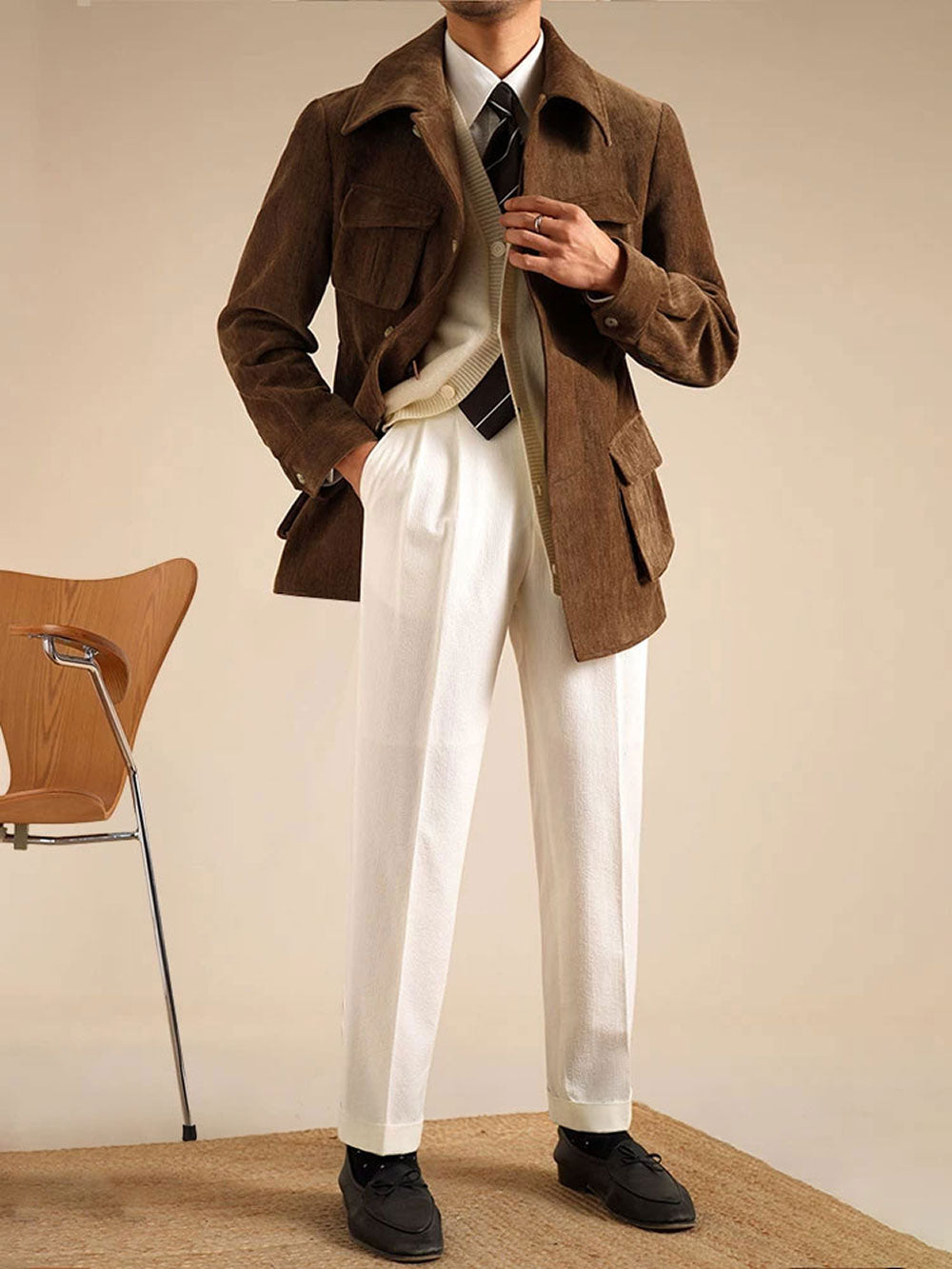 Men’s Chenille Hunting Jacket — Retro Slim Fit Casual Coat