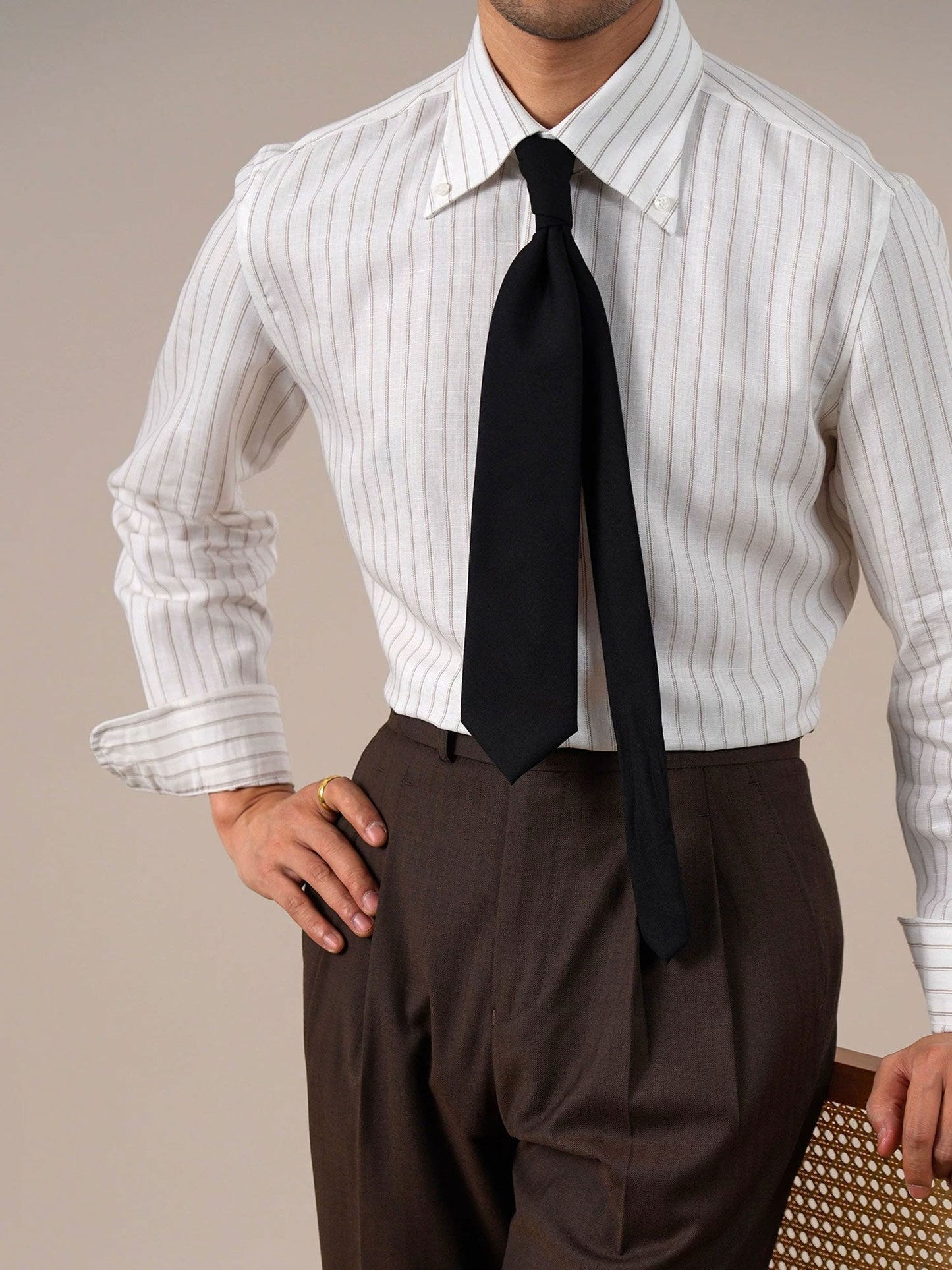 Men’s Italian Vintage Linen-Blend Long Sleeve Shirt BRABION