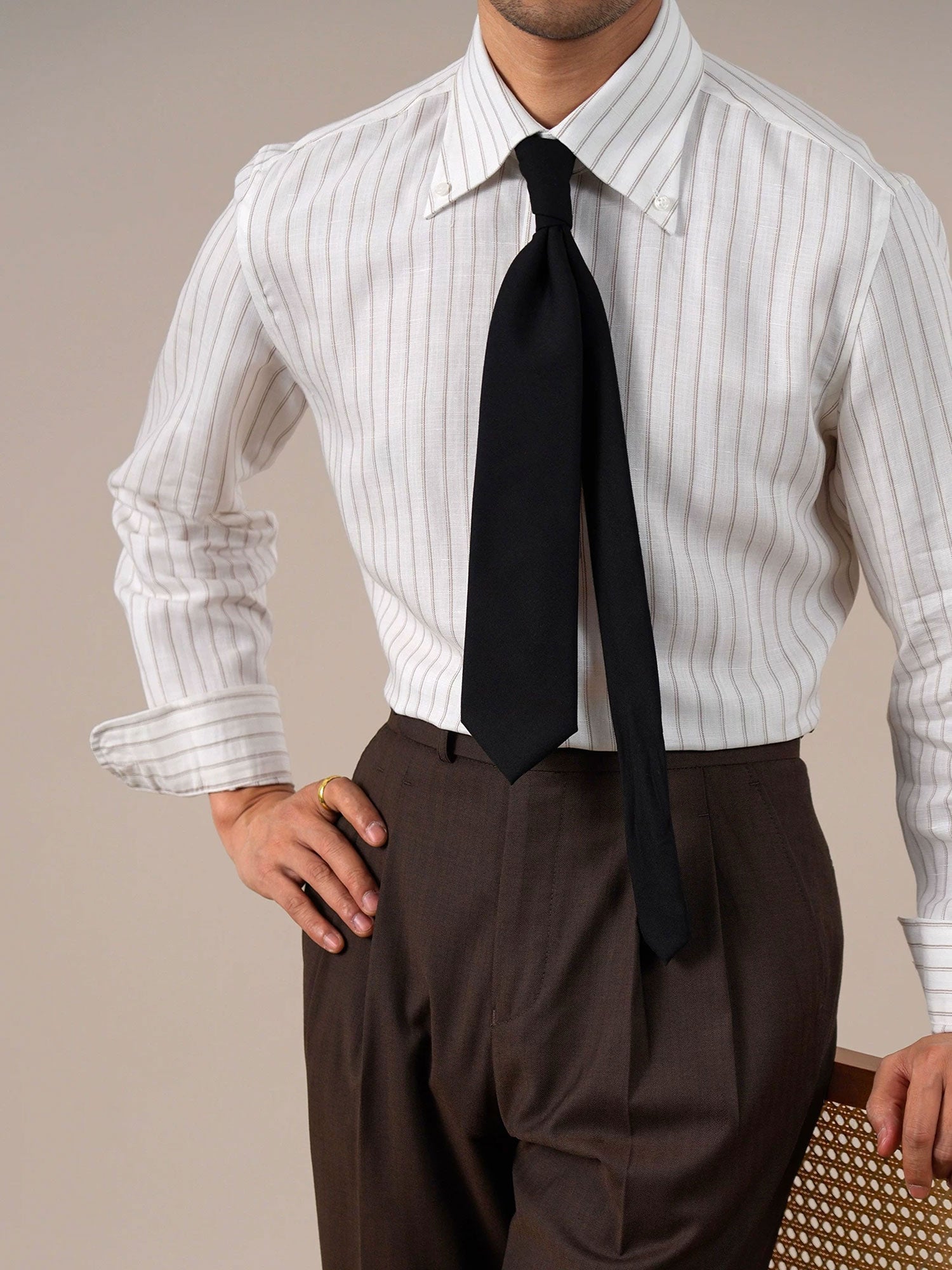 Men’s Italian Vintage Linen-Blend Long Sleeve Shirt BRABION
