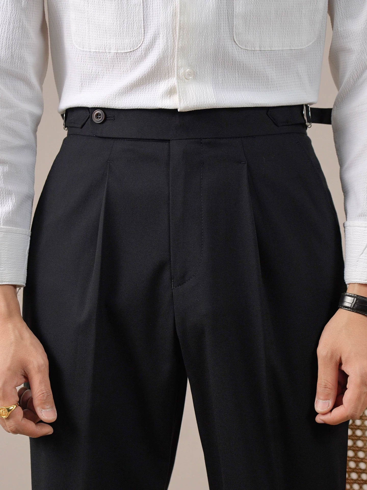 Mens Neapolitan Slim Fit Straight Leg Trousers