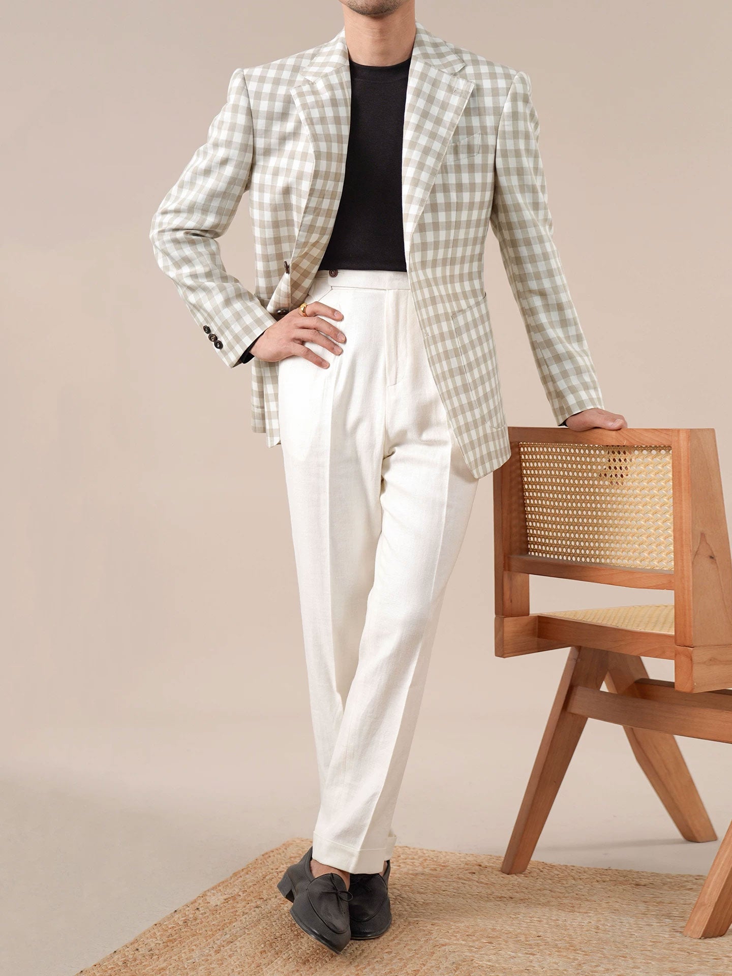 Mens Lyocell Linen Half-Lined Suit Jacket - BRABION