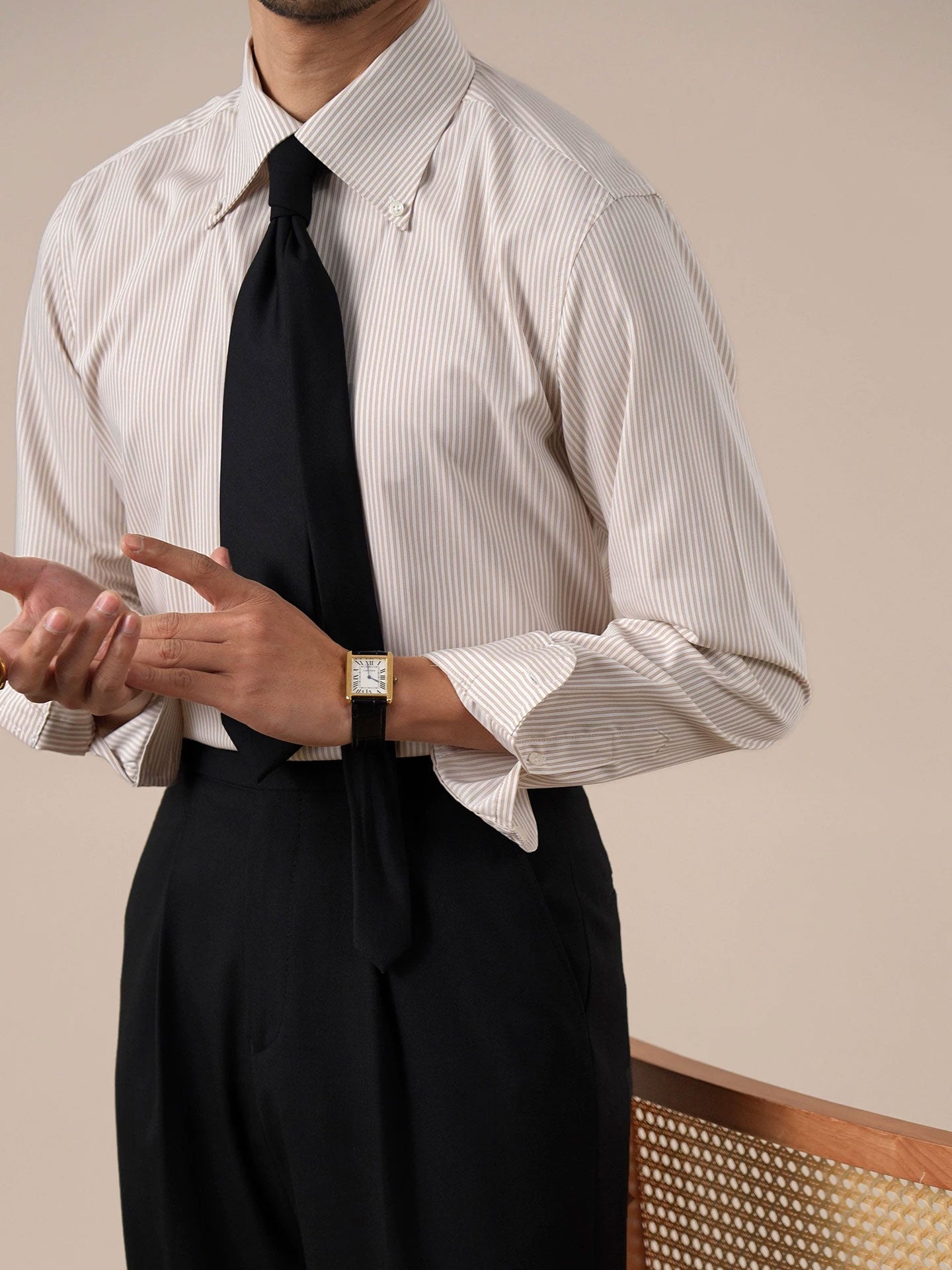 Men's Striped Wrinkle-Resistant Long Sleeve Shirt