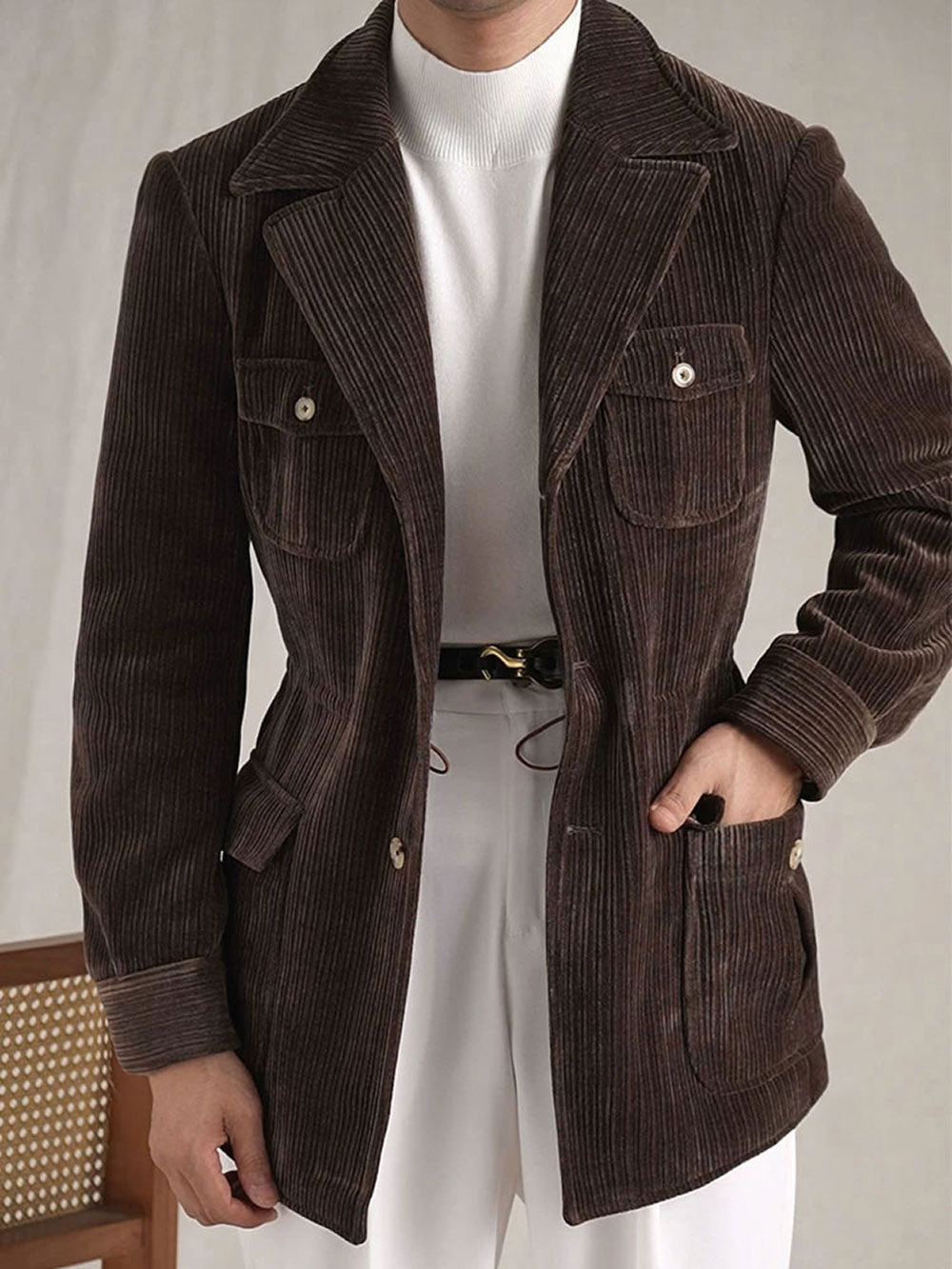 Men's Italian Retro Chenille Fleece Hunting Jacket