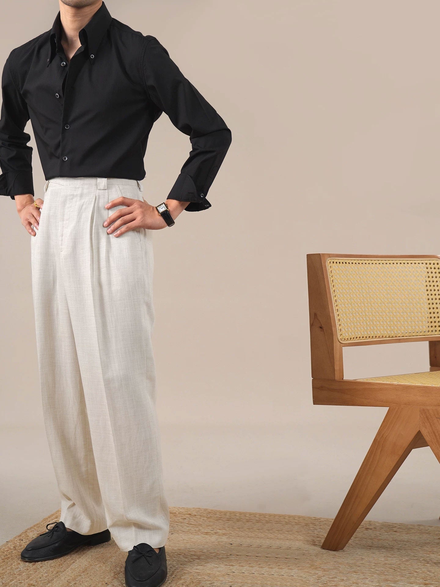 Men’s Tencel Linen Dress Pants — Relaxed Straight-Leg Old Money Style BRABION