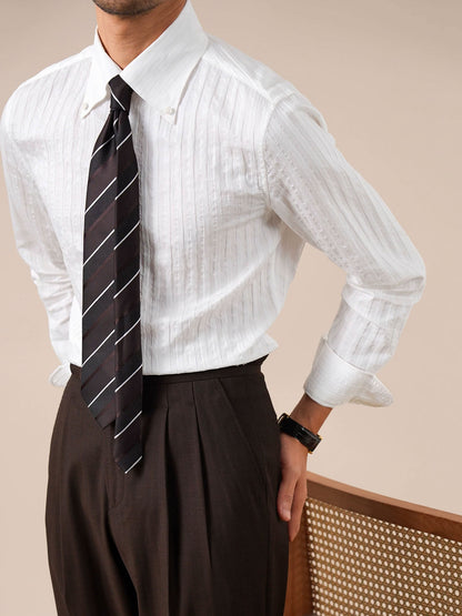Italian Stripe Button-Up Collar Men's Dress Shirt