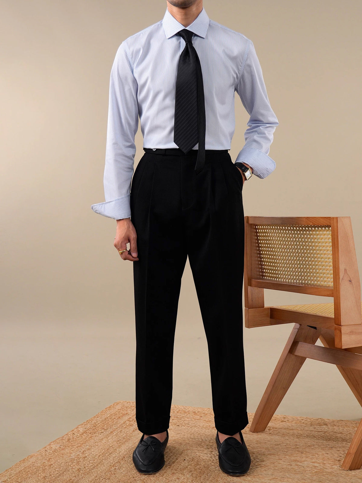 Milano Small Square Collar Striped Shirt