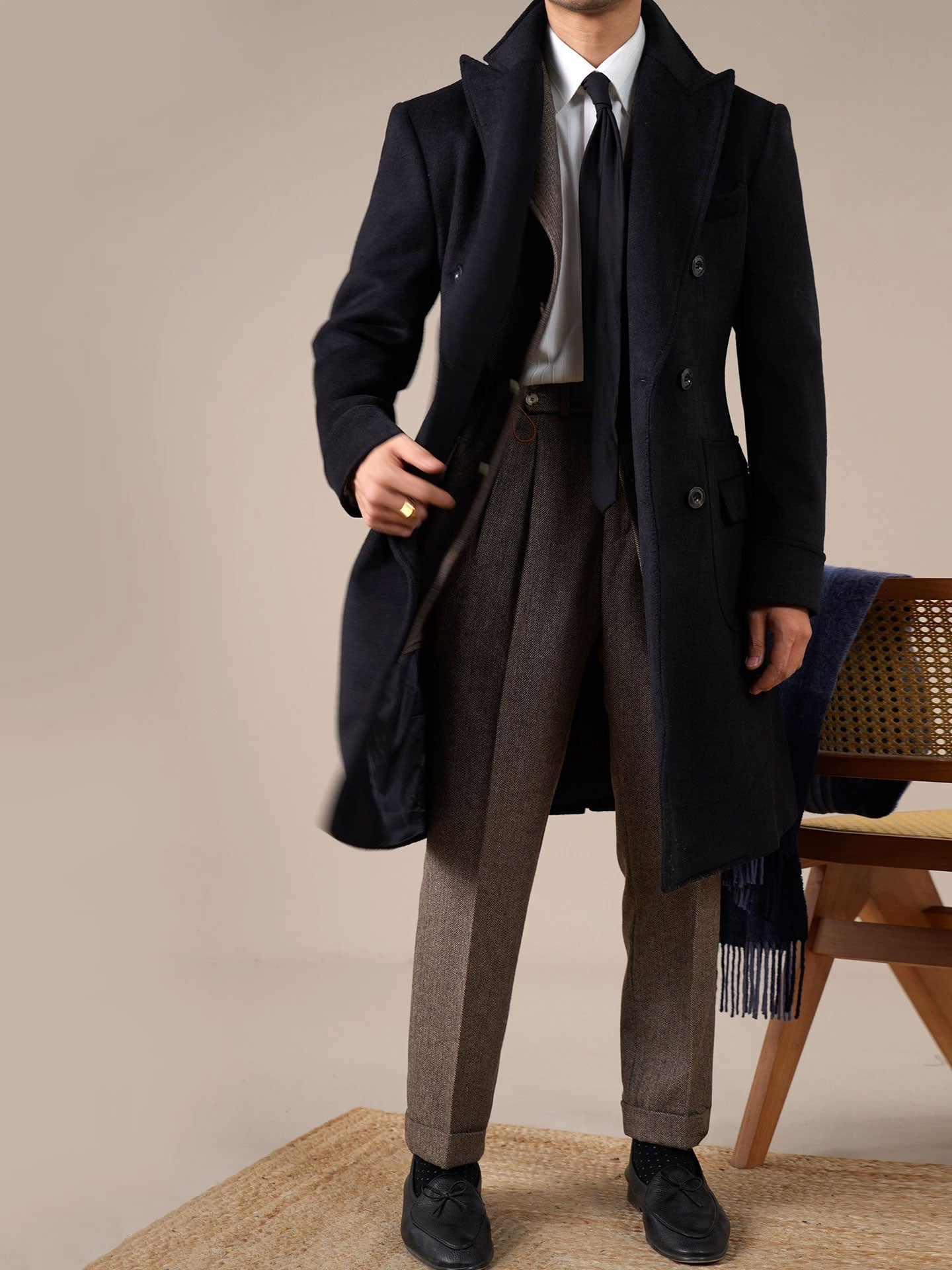 Men's Double-Breasted Wool Overcoat