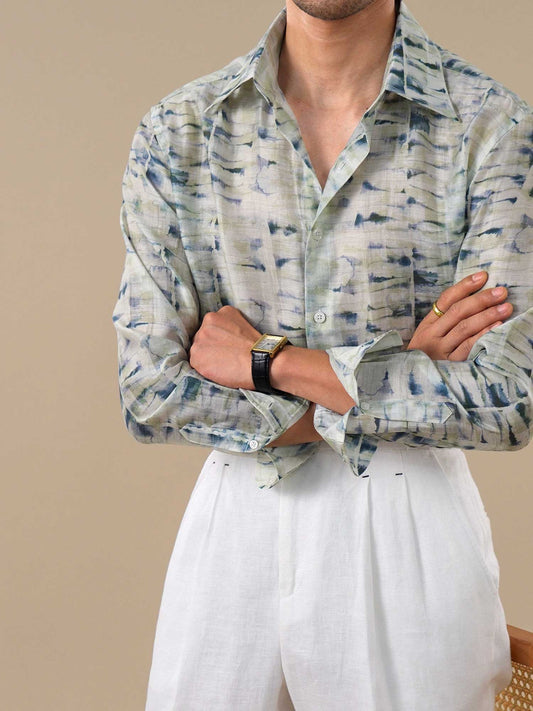 Men's Summer Linen Acetate Shirt — Breathable Cooling Long Sleeve BRABION