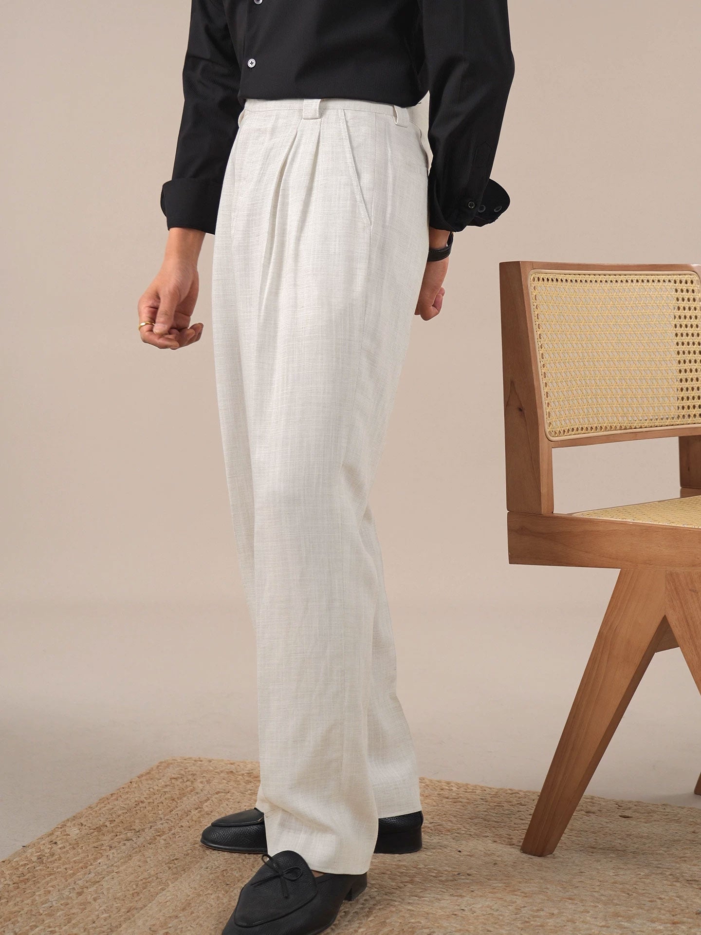 Men’s Tencel Linen Dress Pants — Relaxed Straight-Leg Old Money Style BRABION