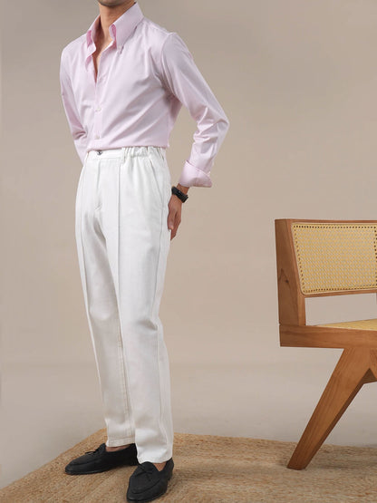 Men’s High-Waist White Straight-Leg Jeans