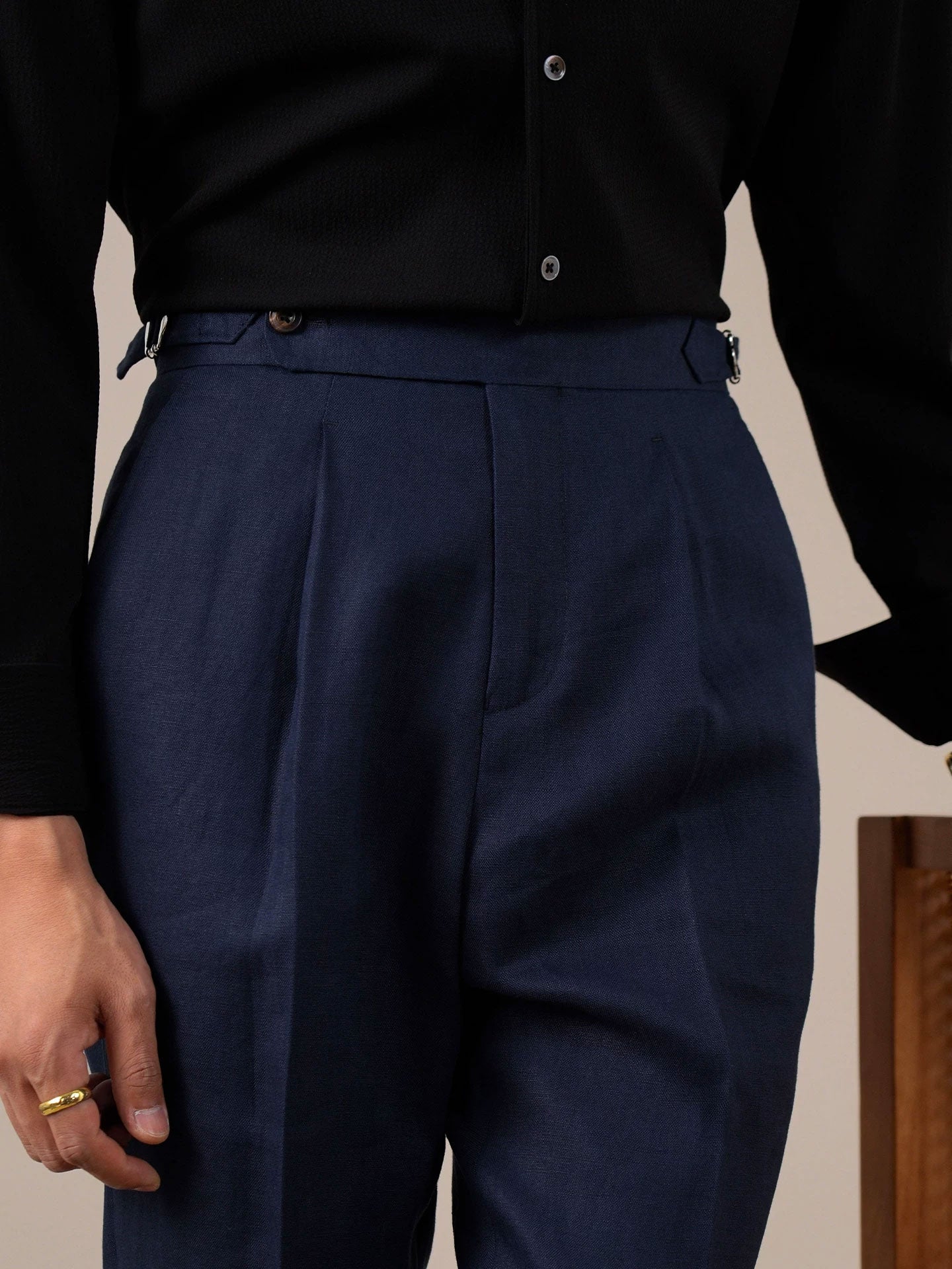 Men’s Breathable Linen Single-Pleat Dress Pants BRABION