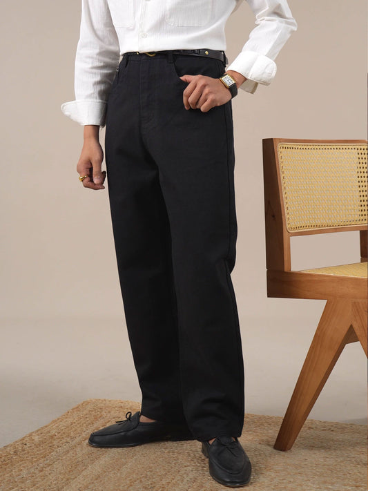 Men's High-Waist Straight-Leg Slim-Fit Jeans