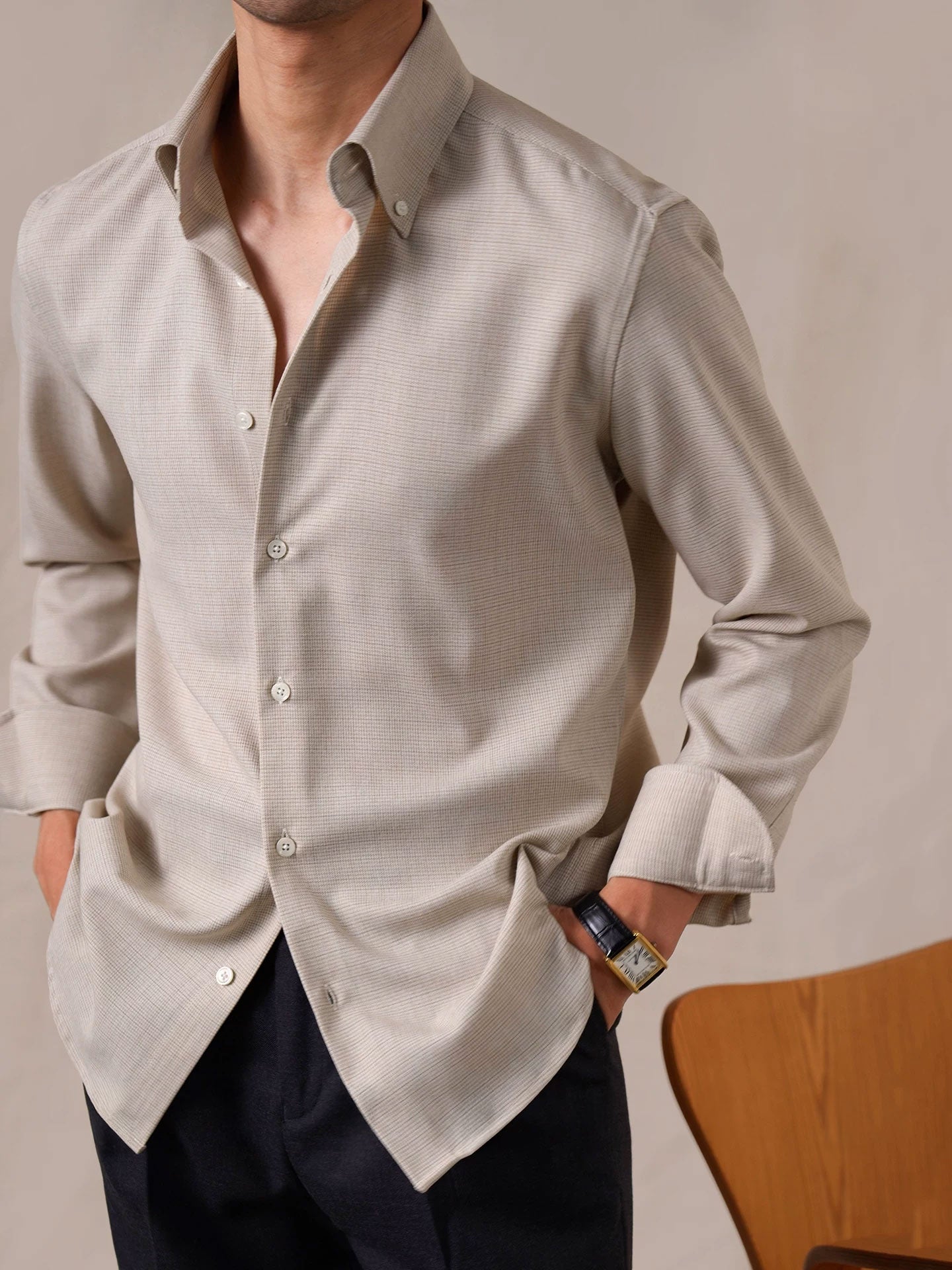 Men’s Wrinkle-Free Long Sleeve Plaid Dress Shirt