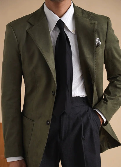 Men's Slim Fit Faux Suede Collar Blazer