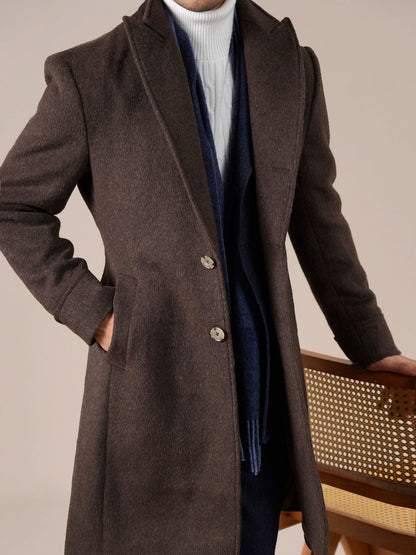 Men's Brown Peak Lapel Chester Overcoat