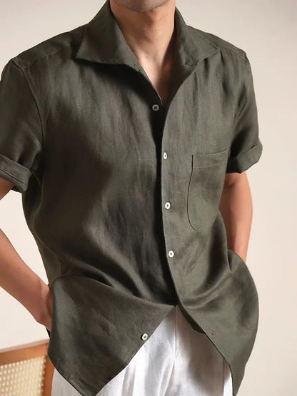 Men's Linen Short-Sleeve Collar Shirt BRABION