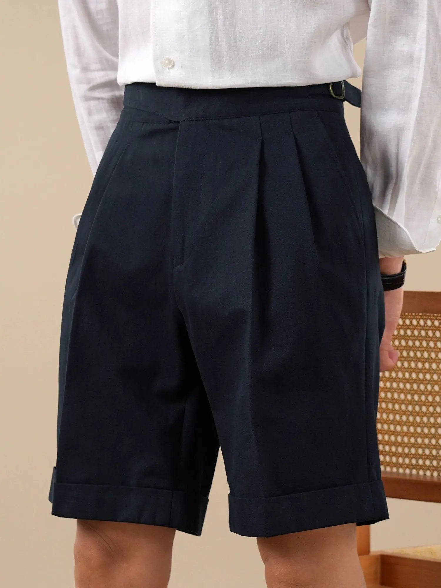 Italian Double-Pleat Men's Gurkha Cotton Casual Shorts BRABION