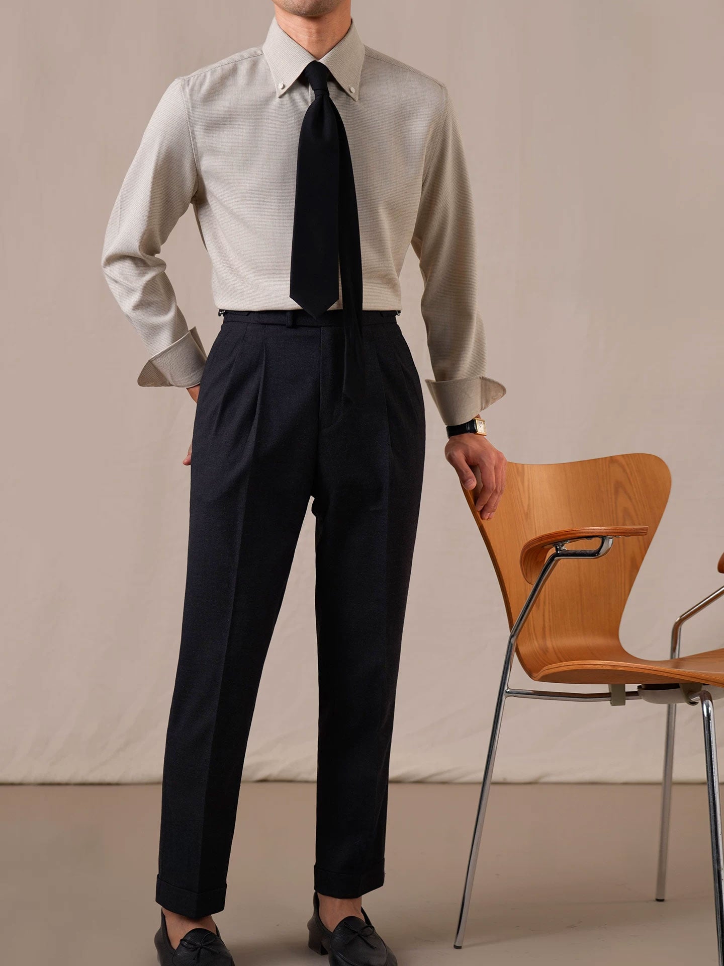 Men’s Wrinkle-Free Long Sleeve Plaid Dress Shirt